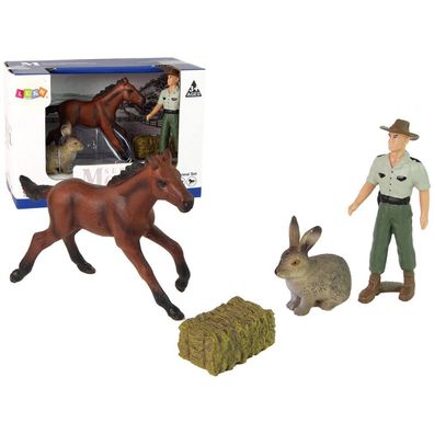 LeanToys Figurenset Tiere Pferd Hase Landwirt