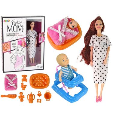 LeanToys IMPORT Schwangere Babypuppe Langes Haar Zubehör