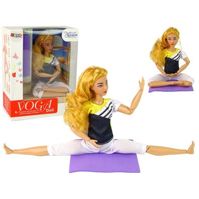 LeanToys Babypuppe Yogamatte lange blonde Haare
