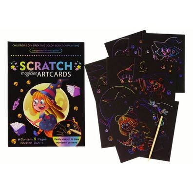 LeanToys Scratch-off-Malbuch für Kinder Magische Hexe