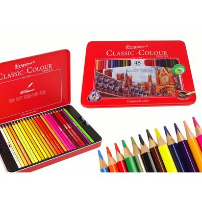 LeanToys Set mit 48 Künstlerkreiden, Metallhalter