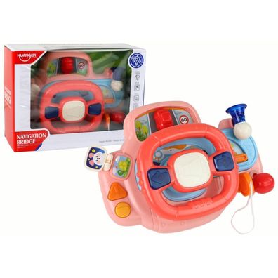 LeanToys Interaktiver rosa Lenkrad-Fahrsimulator, multifunktional