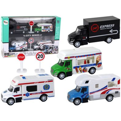 LeanToys Wohnmobil Krankenwagen Eisdiele mit Friktionsantrieb 1:87 A