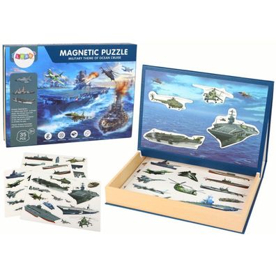 LeanToys Ein Set lehrreicher Magnetpuzzles mit Militärschiffmotiv