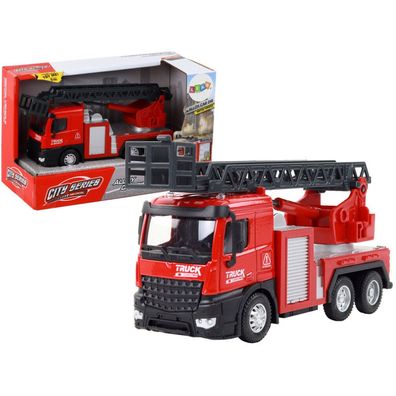 LeanToys Rotes Feuerwehrauto mit ausfahrbarem Leiterausleger
