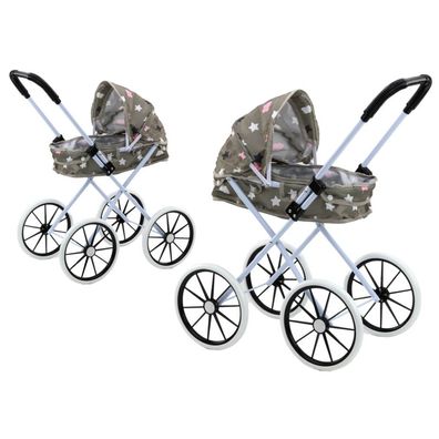 LeanToys Puppenwagen Große Räder Faltbar Sterne Grau