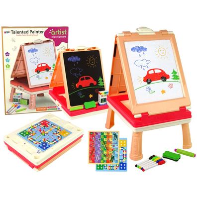 LeanToys Doppelseitiges 3-in-1-Whiteboard und Spieltisch