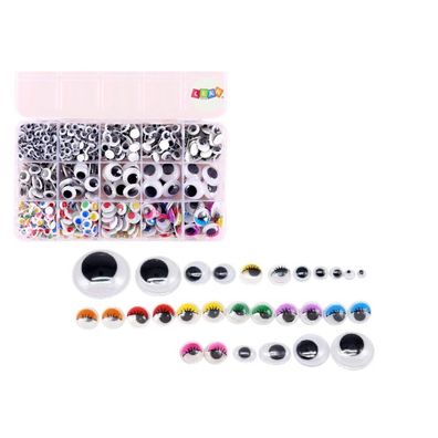 LeanToys Set selbstklebende Augen, beweglicher bunter Organizer, 750-teilig