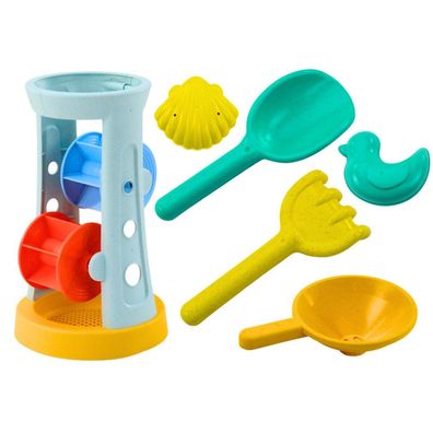 LeanToys Sandspielzeug-Set, Schleifer, Rechen, Schaufel, Formen
