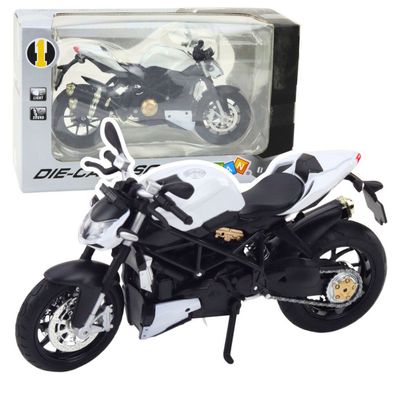 LeanToys Metall Sport Motorrad Lichter Sounds Weiß 1:12