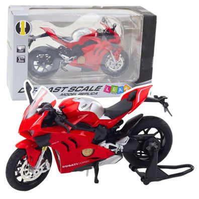 LeanToys Metall Sport Motorrad Lichter Sounds Rot 1:12