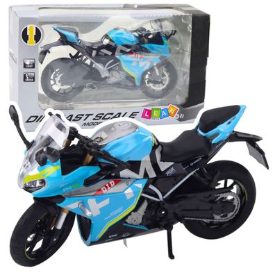 LeanToys Metall Sport Motorrad Lichter Sounds Blau 1:12