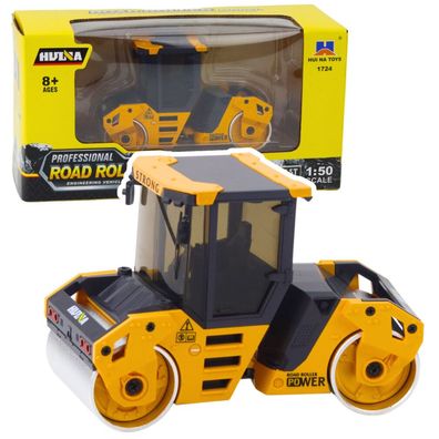 LeanToys Straßenwalze Metall Baufahrzeug Huina Gelb 1:50