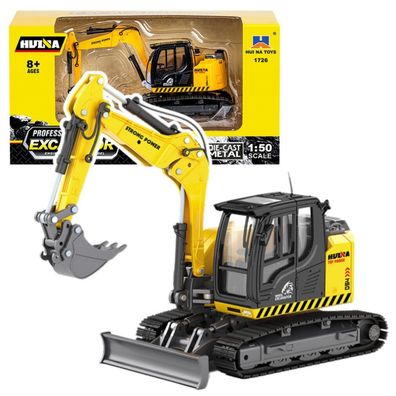 LeanToys Caterpillar Bagger Mit Planierraupe Metall Huina Gelb 1:50