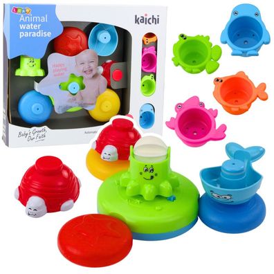 LeanToys Interaktives Badespielzeug Set Brunnen Tiere Tassen