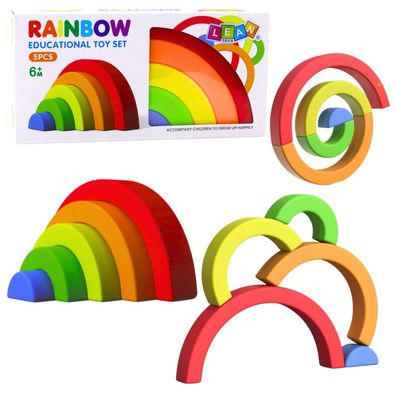 LeanToys Regenbogenpuzzle Für Kleinkinder Bunte Gummiblöcke 5 Stück