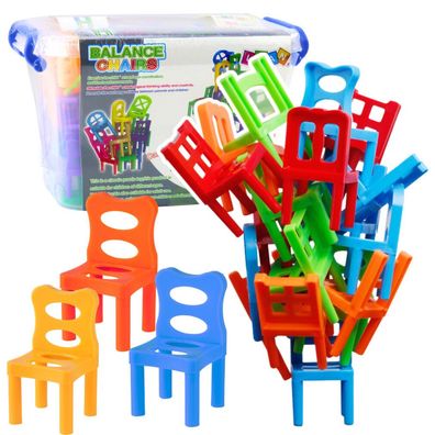 LeanToys Stürzende Stühle Balancierspiel 48 Teile Farbig