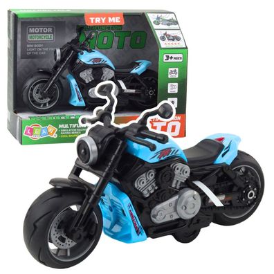 LeanToys Batteriebetriebenes Spielzeug-Motorrad Lichter Klänge Blau