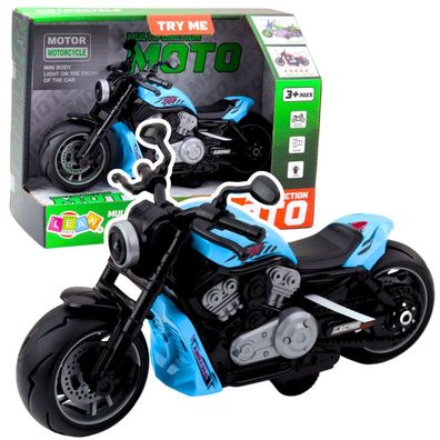LeanToys Batteriebetriebenes Spielzeug-Motorrad Lichter Klänge Blau