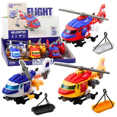 LeanToys Rettungshubschrauber Bahre Haken Winde Antrieb Lichter Sounds Mix