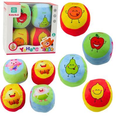 LeanToys Set Weicher Bälle Für Kleinkinder Obstfarben 4 Stück