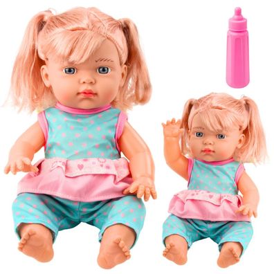 LeanToys Türkisfarbenes Baby Doll Pony Set Flasche Ton