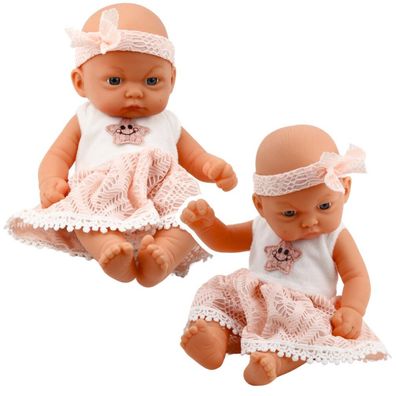 LeanToys Baby Doll Rosa Kleid Mit Spitze Und Stern Armband