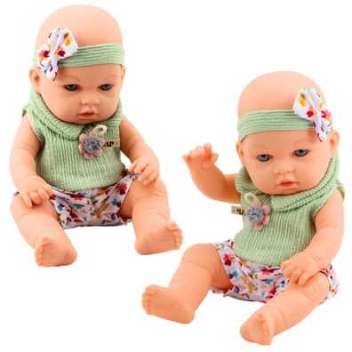 LeanToys Baby Doll Grünes Geblümtes Kleid Band Mit Fliege