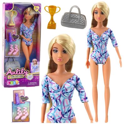 LeanToys Anlily Ballerina Puppe Bewegliche Gliedmaßen Zubehör Schuhe Tasche Bidon Cup