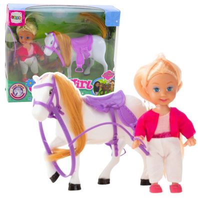 LeanToys Mini Puppe Mit Pferd Outfit Sattel Set