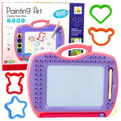 LeanToys Magnettafel Mit Schieberegler Briefmarken Muster Rosa
