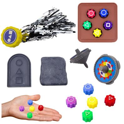 LeanToys 4er Set Tintenfischspiel Traditionelle koreanische Spiele Würfel Kreisel