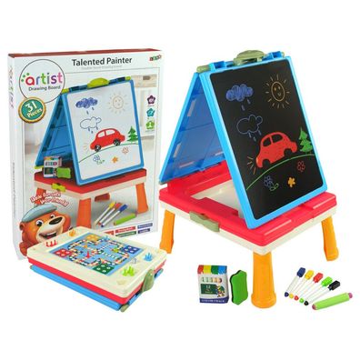 LeanToys 3-in-1 Magnettafel, blauer Tisch für Spiele