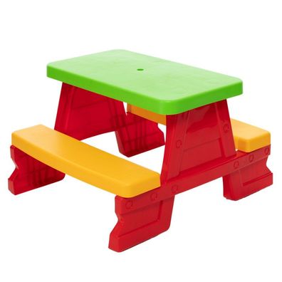 LeanToys DOREX-2000 Gartentisch Und Bänke Set Für Kinder Dorex Rot
