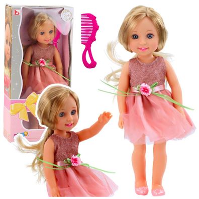 LeanToys Puppe Im Rosa Kleid 38 Cm