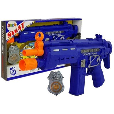 LeanToys Polizei Pistolen Set Abzeichen Marineblau Sound Lichteffekte 37cm
