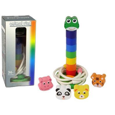 LeanToys Hölzerne Pyramide Lernpuzzle Tiere