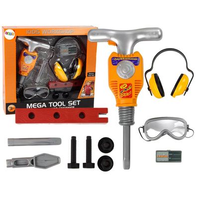 LeanToys Set aus Presslufthammer und Schutzbrille (Spielzeug)