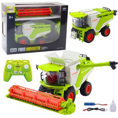 LeanToys Mähdrescher mit Getreidevorsatz 2in1, ferngesteuerter RC-Raucheffekt 2,4G