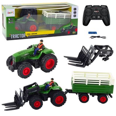 Landwirtschaftlicher Traktor mit Anhänger und Gabeln, ferngesteuertes RC 2.4G