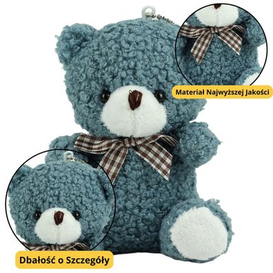 LeanToys Teddybär Plüsch Schlüsselanhänger Dekoration Marineblau 8Cm