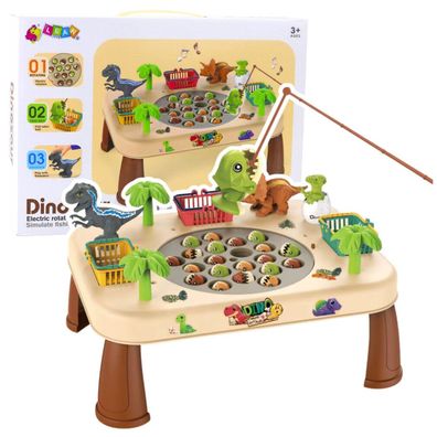 LeanToys Dinosaurier-Angeltisch Elektrisch Rotierende Scheibe Sounds