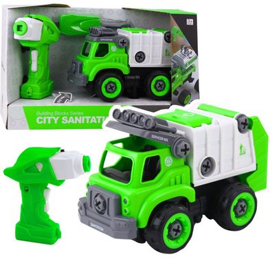 LeanToys Müllwagen Ferngesteuerter RC Schraubendreher Grün 2 in 1