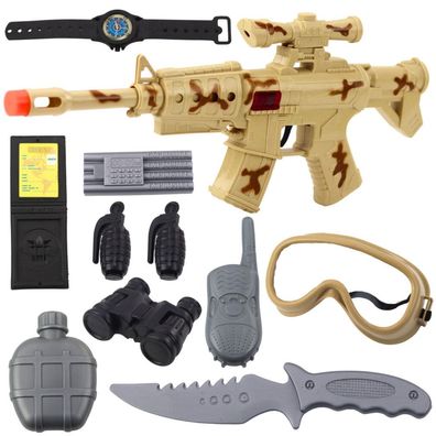 LeanToys Military Rifle Set with Rifle Accessories Shot Sound Sand
