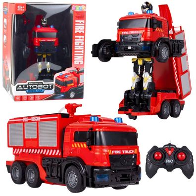 LeanToys Feuerwehr-Roboterauto 2-in-1 ferngesteuert mit Licht/Sound und Wasser