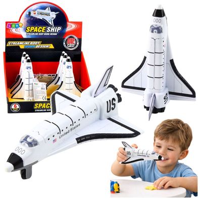 LeanToys Raumschiff aus Metall, Rückziehmechanismus, weiß