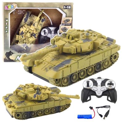 LeanToys T90 Militärpanzer ferngesteuert RC Lichter Sounds Sand 1:18