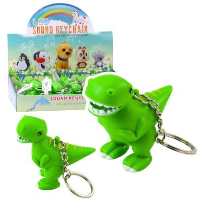 LeanToys Dinosaurier Rucksack Schlüsselanhänger LED Taschenlampe Sounds Grün