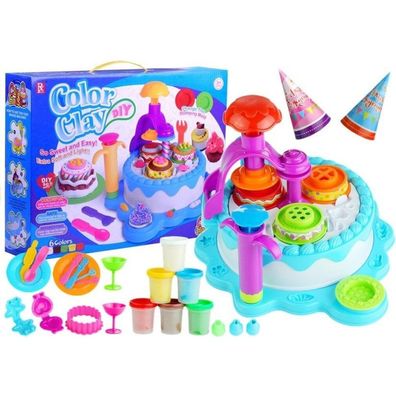 LeanToys Geburtstagstorte Spielkneten Set Kreativset 6 Dosen Geburtstagsparty Knete