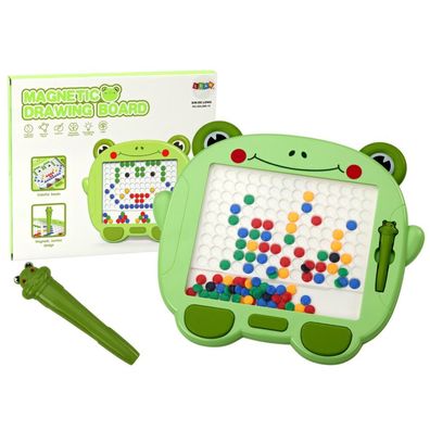 LeanToys Pädagogische Magnettafel Frosch Stylus Pad Puzzle Grüne Perlen